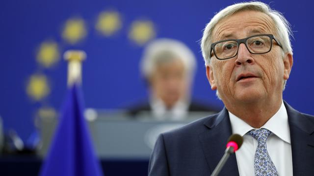 Jean-Claude Juncker mercredi devant les eurodéputés à Strasbourg. [AP/Keystone - Jean-Francois Badias]