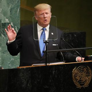 Donald Trump devant l'Assemblée générale des Nations unies à New York, ce 19 septembre 2017. [EPA/ANDREW GOMBERT]