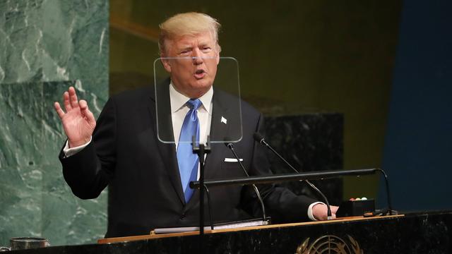 Donald Trump devant l'Assemblée générale des Nations unies à New York, ce 19 septembre 2017. [EPA/ANDREW GOMBERT]