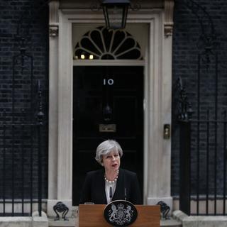 Theresa May s'est exprimée face à la presse au lendemain de l'attentat de Manchester. [AFP - Daniel Leal-Olivas]