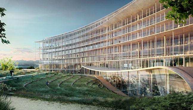 Image de synthèse du futur bâtiment de Lombard Odier qui doit voir le jour à Genève en 2021. [herzogdemeuron.com]
