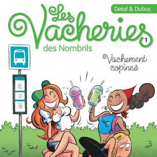La couverture de la BD "Les vacheries des nombrils" de Delaf et Dubuc. [Dupuis]
