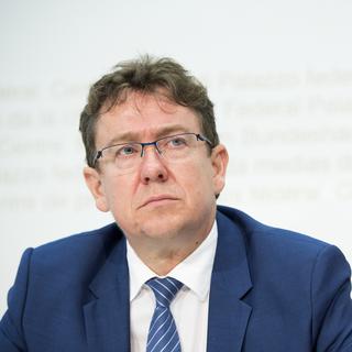 Le président de l'UDC Albert Rösti, le 27 juillet 2017 à Berne. [Keystone - Anthony Anex]