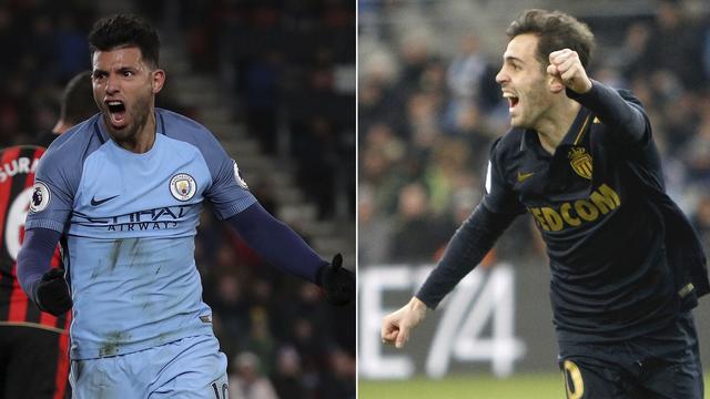 Qui de Sergio Agüero (Manchester City) ou Bernardo Silva (Monaco) aura le dernier mot mardi? [Keystone - A.Matthews/C.Paris]