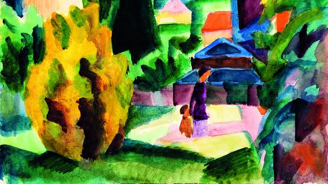 Le tableau "Im Schlossgarten Oberhofen"d'August Macke (1914) de la collection Corneluis Gurlitt.