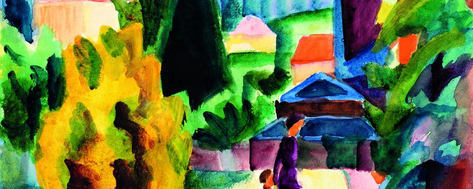 Le tableau "Im Schlossgarten Oberhofen"d'August Macke (1914) de la collection Corneluis Gurlitt.