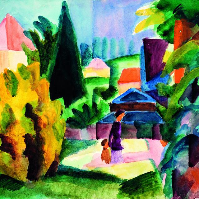 Le tableau "Im Schlossgarten Oberhofen"d'August Macke (1914) de la collection Corneluis Gurlitt.