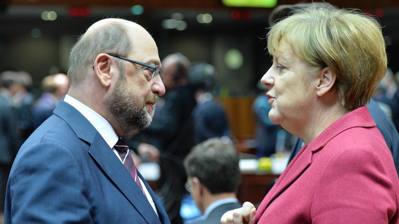 Martin Schultz et Angela Merkel. [Dursun Aydemir]