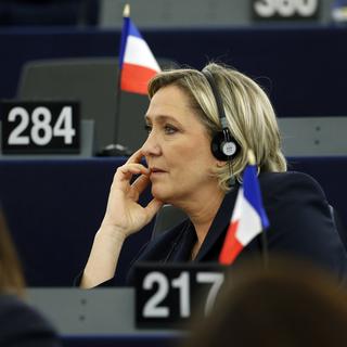 La députée européenne et leader du Front national Marine Le Pen lors d'une session du Parlement européen à Strasbourg en janvier 2017. [AP/Keystone - Jean-Francois Badias]