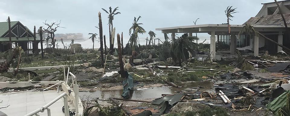 Les dégâts provoqués par le passage de l'ouragan Irma sur l'île de St-Martin. [Keystone - Jonathan Falwell]