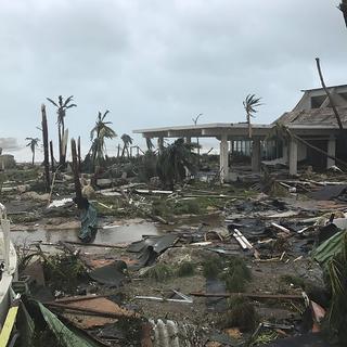 Les dégâts provoqués par le passage de l'ouragan Irma sur l'île de St-Martin. [Keystone - Jonathan Falwell]