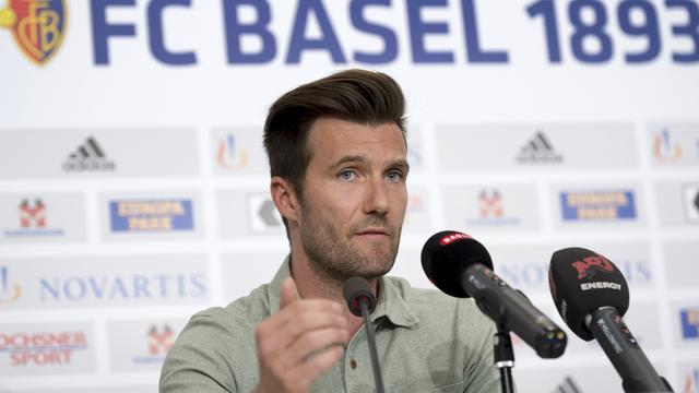 Raphael Wicky, le nouvel entraîneur du FC Bâle pour la saison 2017-2018, lors de la conférence de presse d'intronisation. [Georgios Kefalas]