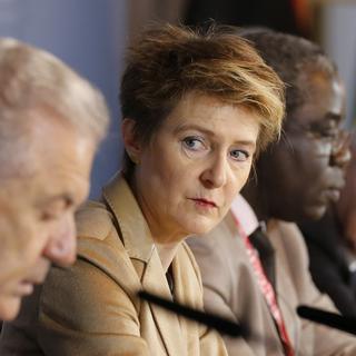 La conseillère fédérale Simonetta Sommaruga à la réunion du Groupe de contact pour la Méditerranée, le 13 novembre 2017. [Keystone - Peter Klaunzer]