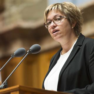 Valérie Piller Carrard (PS/FR), lors de la session d'été du Conseil national, le 13 juin 2017, à Berne. [Keystone - THOMAS DELLEY]