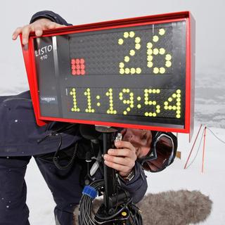 Les téléspectateurs qui ont suivi les Mondiaux de ski alpin à St-Moritz à la télévision ont eu droit à pas mal de nouveautés, grâce au chronométreur Longines Timing qui a placé des capteurs sur les chaussures des skieurs. [Keystone - ALESSANDRO DELLA VALLE]