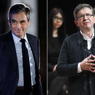 François Fillon et Jean-Luc Mélanchon en tête des Google Trends. [AP/Anadolu Agency]