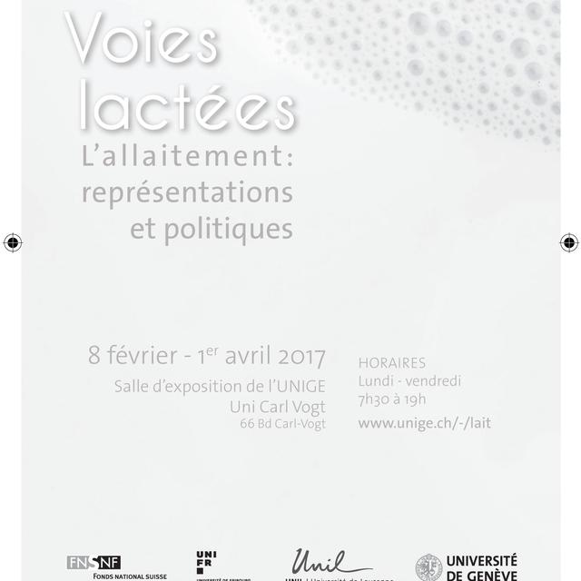 L'affiche de l'exposition "Voies lactées - L'allaitement: représentations et politiques". [Unige]