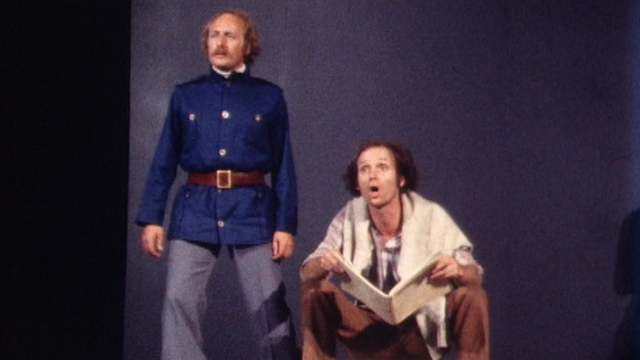 Répétition de L'histoire du soldat en 1978, dans une mise en scène de Jean-René Dubuluit et sous la direction musicale de Jean-Marie Obserson. [RTS]