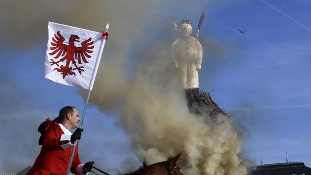 Le Böögg, quelques instants avant l'explosion, lundi 24 avril 2017 à Zurich. [Ennio Leanza)]