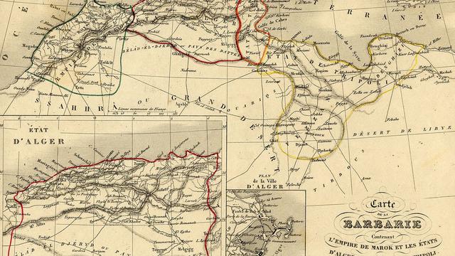 Carte de la Libye - alors appelée Etat de Tripoli - et du Maghreb en 1843