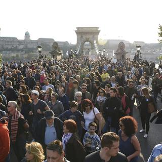 Manifestations à Budapest en soutien à l'Université d'Europe centrale. [AP/MTI/Keystone - Zoltan Balogh]