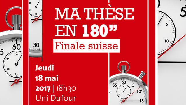 La finale suisse du concours "Ma thèse en 180 secondes" se tient jeudi soir à Genève. [mt180.ch - Ma thèse en 180 secondes]