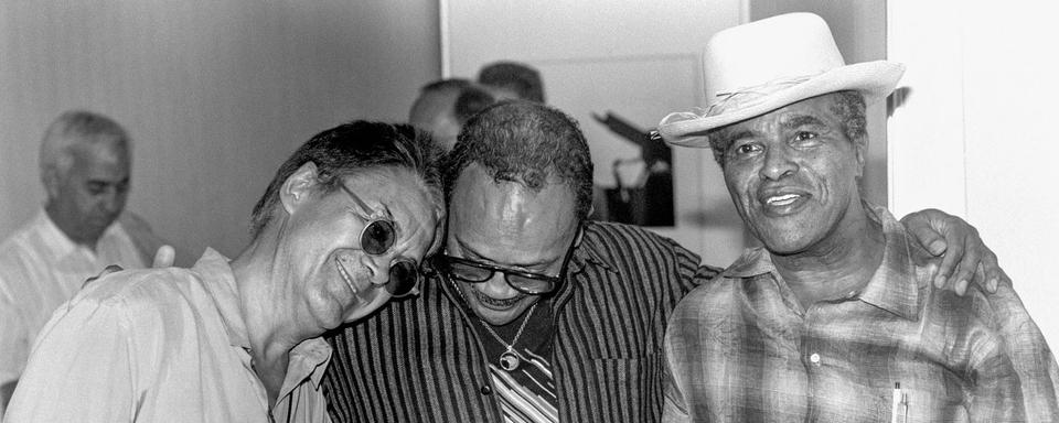 Claude Nobs, Quincy Jones et Jon Hendricks à Montreux en juillet 1991. [Keystone - DR]