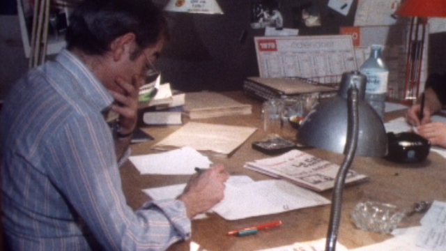 A la rédaction du Canard enchaîné en 1979.