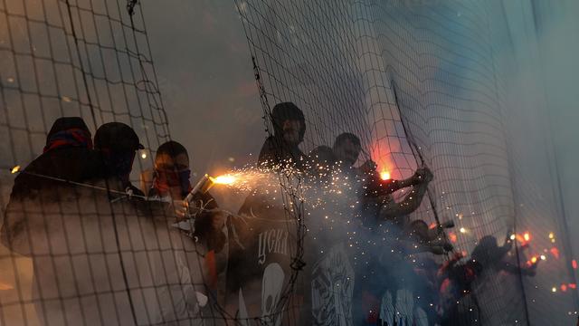 Des hooligans lors d'un match du championnat russe de football.
Alexander Vilf/Sputnik
AFP [AFP - Alexander Vilf/Sputnik]