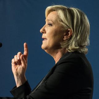 Marine Le Pen (Front national) lors d'un meeting à Monswiler le 5 avril 2017. [EPA/Keystone - Patrick Seeger]