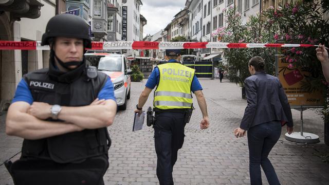 Une partie de la vieille ville de Schaffhouse était bouclée par la police lundi 24 juillet.