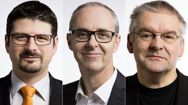 Yannick Buttet, Benoît Genecand et Didier de la Reussille. [Keystone - Gaëtan Bally]