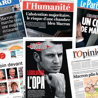 Les Unes de plusieurs quotidiens français au lendemain du premier tour des élections législatives. [RTS]