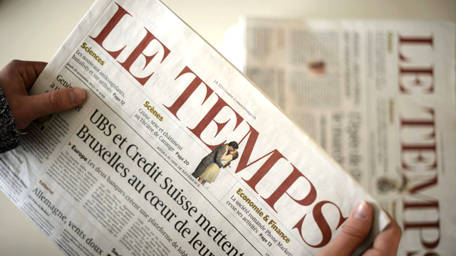 Le quotidien Le Temps se voit amputer de 36 postes. [Laurent Gilliéron]