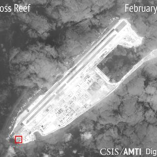Image satellite suggérant la présence de nouvelles installations servant à abriter des missiles en Mer de Chine. [CSIS Asia Maritime Transparency Initiative/DigitalGlobe]