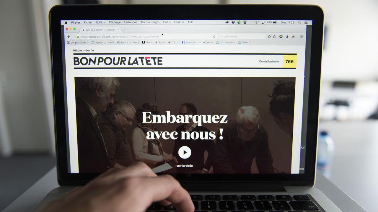 "Bon pour la tête" est un média d’informations en ligne suisse romand qui a vu le jour grâce à une campagne de financement participatif. [Keystone - Thomas Delley]
