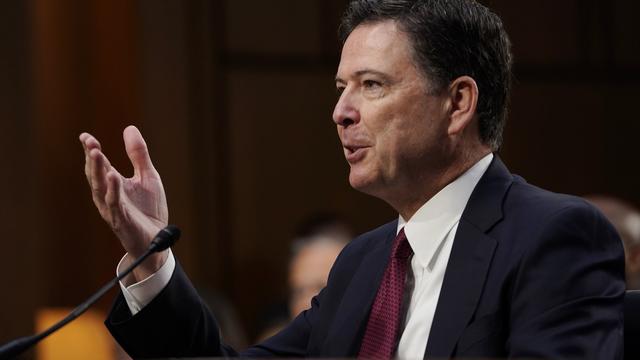 L'ex-patron du Federal Bureau of Investigation (FBI) James Comey durant son audition devant la commission du Sénat américain à Washington. [EPA/Keystone - Shawn Thiew]