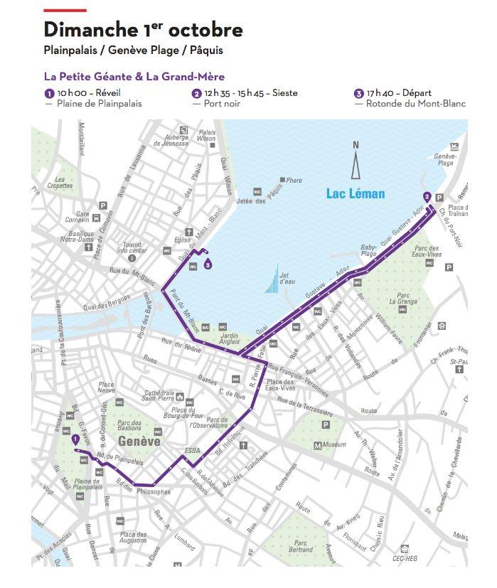 Parcours de la Saga des géants du dimanche 1er octobre. [Royal de luxe]