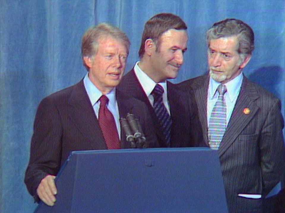 Rencontre entre les présidents Jimmy Carter et Hafez el Assad en 1977. [RTS]