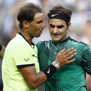 Rafael Nadal et Roger Federer. [Keystone - Larry W. Smith]