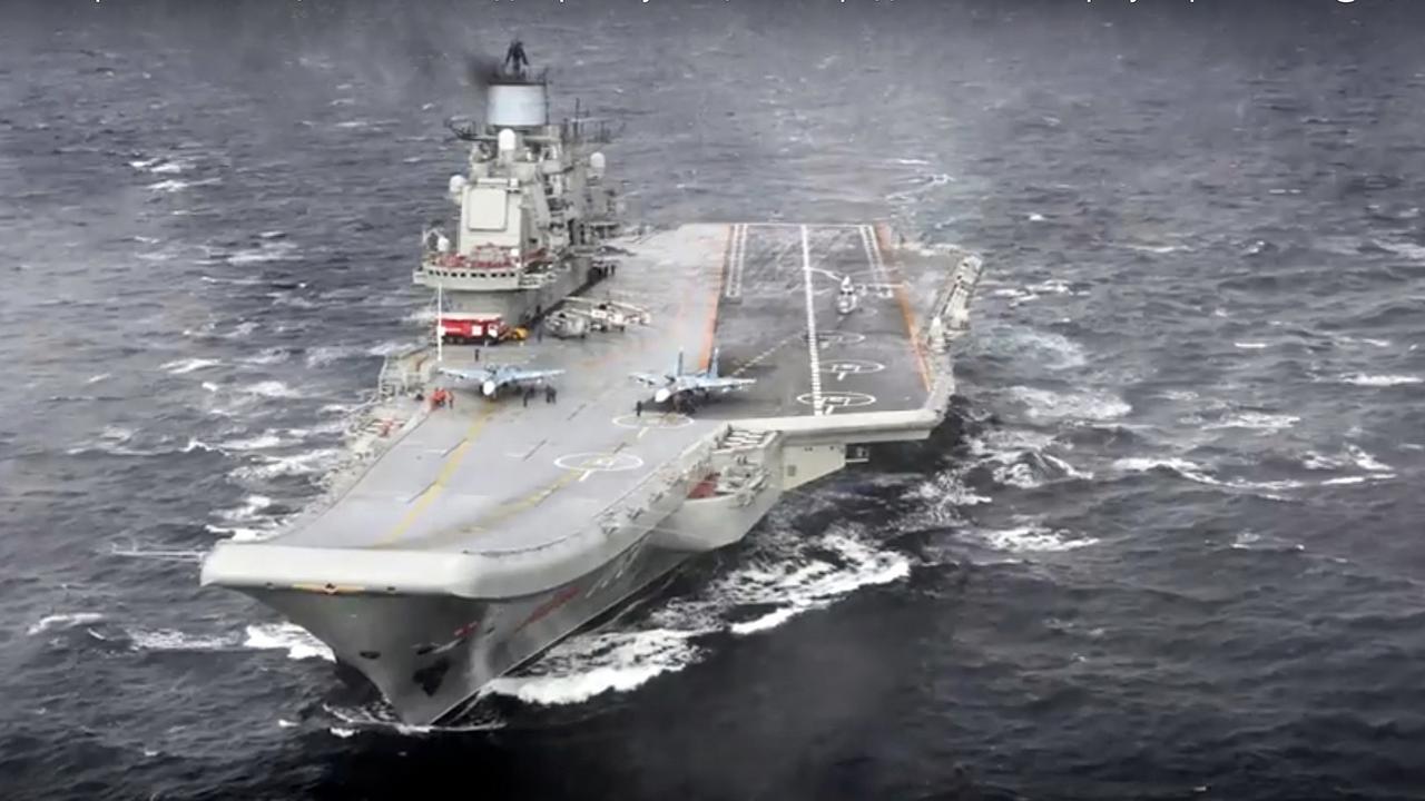 Le porte-avions russe Amiral Kouznetsov. [keystone - Russian Defense Ministry Press Service/ Photo via AP)]