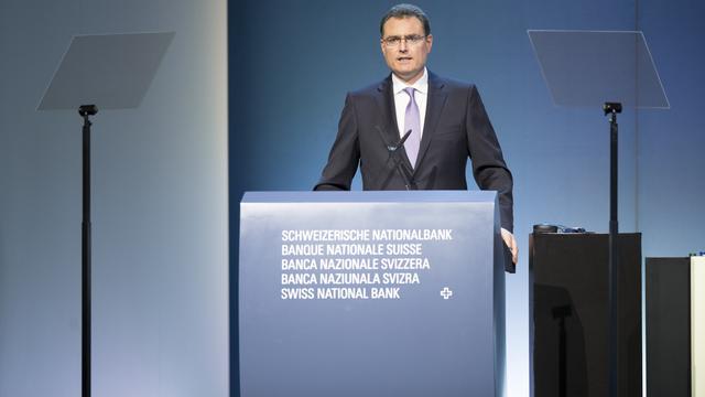 Le président de la BNS THomas Jordan, photographié en avril 2017 à Berne. [Keystone - Anthony Anex]