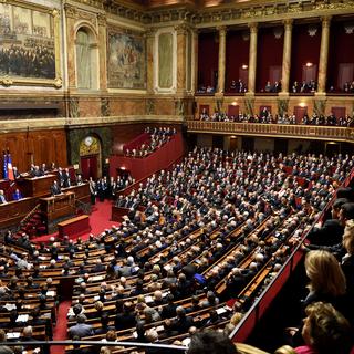 Le Congrès réunis à Versailles. A l'initiative, en l'occurrence, du président François Hollande, après les attentats du 13 novembre 2015. [AFP - Eric Feferberg]