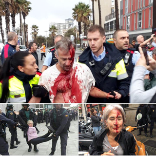 Les violences de la police espagnole sur des citoyens désireux de voter. [DR - Photo envoyée par Magali Philip]