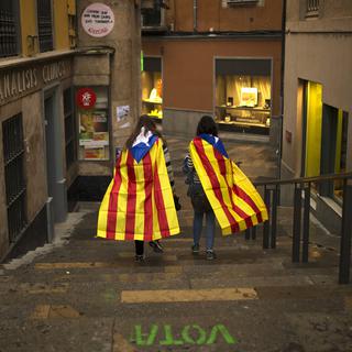 Le drapeau catalan. [keystone - AP Photo/Francisco Seco]