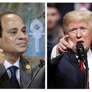 Le président égyptien Abdel Fattah al-Sissi et le président américain Donald Trump. [Mark Humphrey/Keystone - Thomas Hartwell/AP Photo]