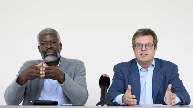 Michel Agnant et Jérôme Christen. [Keystone - Laurent Gillieron]