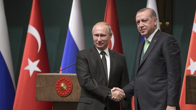 Les présidents russe et turc Vladimir Poutine et Recep Tayyip Erdogan. [Sputnik/Kremlin/Keystone - Alexei Druzhinin]