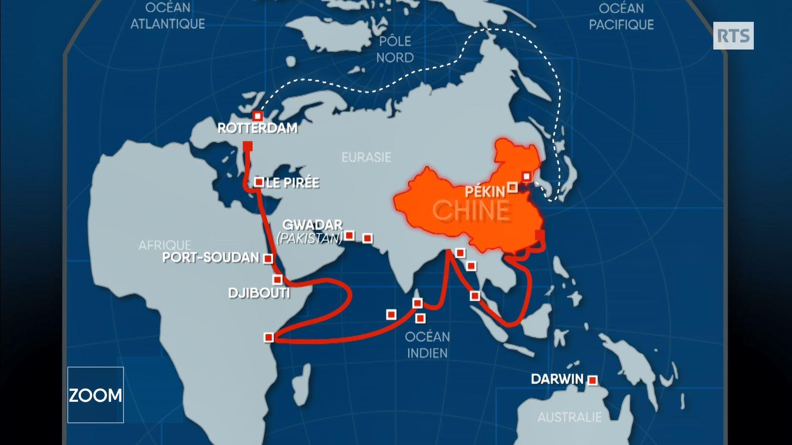 Les deux nouvelles routes de la soie chinoises. [RTS - DR]