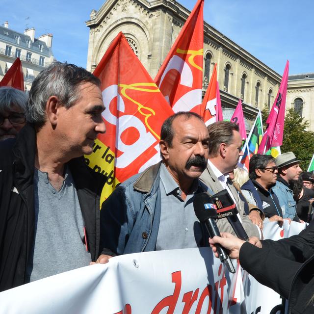 Philippe Martinez, secrétaire général du puissant syndicat CGT, lors d'une manifestation contre la réforme de la loi sur le travail en France. [AFP - Claude Szmulewicz]